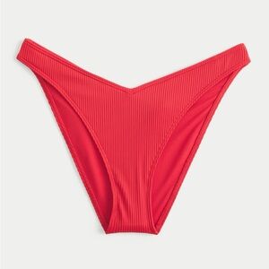 Hollister RIBBED HIGH-LEG V-WAIST CHEEKY BIKINI BOTTOM